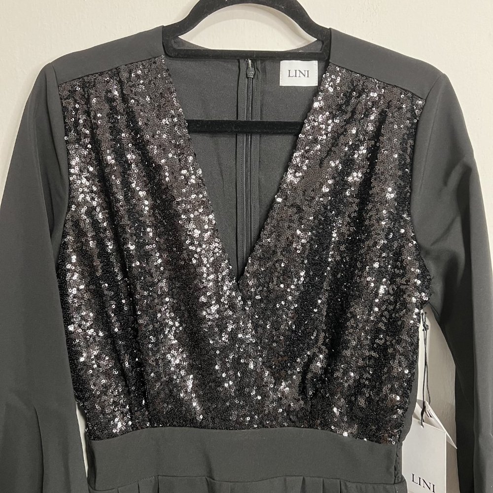 NWT LINI Black Stella Sequined Jumpsuit - Picture 5 of 10